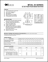 MP35-02 datasheet: 200V three phase bridge rectifier MP35-02