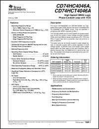 CD54HC4046AF datasheet:  HIGH SPEED CMOS LOGIC PHASE-LOCKED-LOOP WITH VCO CD54HC4046AF