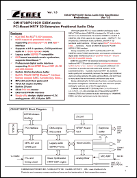 CMI8738/PCI-6CH-LX datasheet: PCI-based HRTF 3D extension positional audio chip CMI8738/PCI-6CH-LX