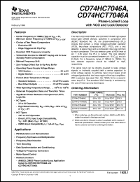 CD74HC7046AE datasheet:  HIGH SPEED CMOS LOGIC PHASE-LOCKED LOOP WITH VCO AND LOCK DETECTOR CD74HC7046AE