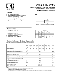 6A05G datasheet: 50 V, 6 A, Glass passivated junction rectifier 6A05G