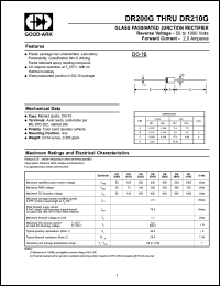 DR208G datasheet: 800 V, 6 A, Glass passivated junction rectifier DR208G