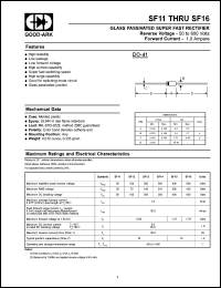 SF13 datasheet: 200 V, 1 A, Glass passivated super fast rectifier SF13