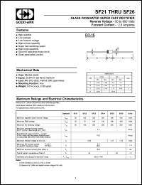 SF24 datasheet: 300 V, 2 A, Glass passivated super fast rectifier SF24