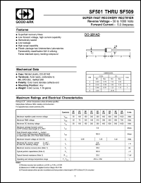 SF504 datasheet: 200 V, 5 A, Super fast recovery rectifier SF504