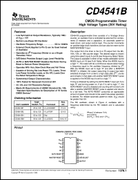 CD4541BM96 datasheet:  CMOS PROGRAMMABLE TIMER CD4541BM96