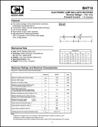 BHT18 datasheet: 1100 V, 1 A, Electronic lamp ballasts rectifier BHT18