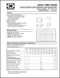 GNOG datasheet: 400 V, 1.5 A, Surface mount glass passivated junction rectifier GNOG