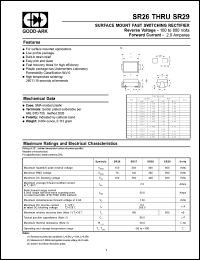 SR27 datasheet: 200 V, 2 A, Surface mount  fast switching rectifier SR27