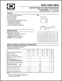 SR39 datasheet: 800 V, 3 A, Surface mount  fast switching rectifier SR39