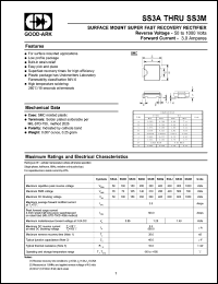 SS3M datasheet: 1000 V, 3 A, Surface mount super fast recovery rectifier SS3M