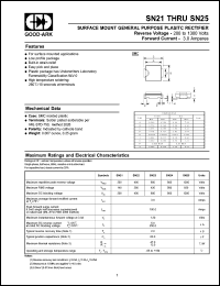 SN23 datasheet: 600 V, 3 A, Surface mount general purpose plastic rectifier SN23