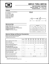 HER106 datasheet: 600 V, 1 A, High efficiency rectifier HER106