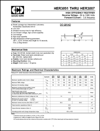 HER3001 datasheet: 50 V, 3 A, High efficiency rectifier HER3001