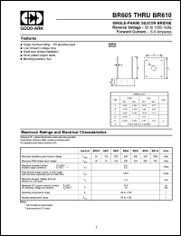 BR61 datasheet: 100 V, 6 A, Single-phase silicon bridge BR61