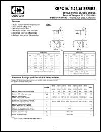 KBPC1008 datasheet: 800 V, 10 A, Single-phase silicon bridge KBPC1008