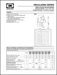 KBU6G datasheet: 400 V, 6 A, Single-phase silicon bridge KBU6G