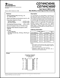 CD54HC4049F3A datasheet:  HIGH SPEED CMOS LOGIC HEX INVERTING BUFFERS CD54HC4049F3A