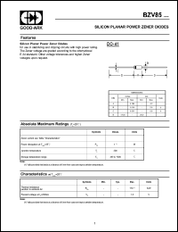 BZV85/C4V3 datasheet: 4.3 V, 50 mA, Silicon planar power diode BZV85/C4V3