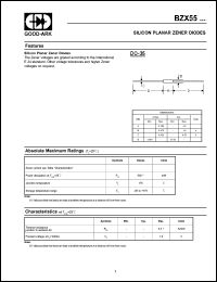 BZX55/C5V1 datasheet: 5.1 V, 5 mA, Silicon planar zener diode BZX55/C5V1