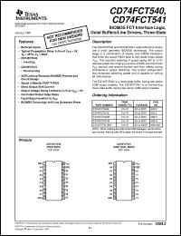 CD74FCT540E datasheet:  BICMOS FCT INTERFACE LOGIC OCTAL INVERTING BUFFERS/LINE DRIVERS WITH 3-STATE OUTPUTS CD74FCT540E