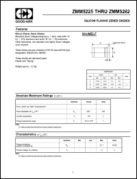 ZMM5228 datasheet: 3.9 V, 20 mA, Silicon planar zener diode ZMM5228