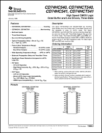 CD74HC540E datasheet:  HIGH SPEED CMOS LOGIC OCTAL INVERTING OCTAL BUFFERS AND LINE DRIVERS WITH 3-STATE OUTPUTS CD74HC540E
