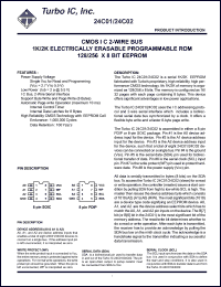 TU24C02BP datasheet: 4.5V-5.5V, CMOS I2C 2-wire bus 2K electrically erasable programmable ROM 256 x 8BIT EEPROM TU24C02BP