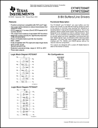 CY74FCT2240CTQCT datasheet:  OCTAL BUFFERS/LINE DRIVERS WITH 3-STATE OUTPUTS AND SERIES DAMPING RESISTORS CY74FCT2240CTQCT