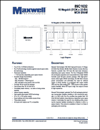 89C1632RPQE20 datasheet: 16 Mbit (512K x 32-bit) MCM SRAM 89C1632RPQE20