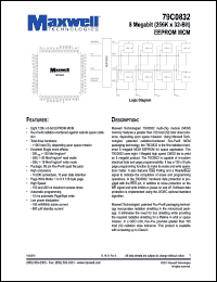 79C0832RT1QK15 datasheet: 8 megabit (256k x 32-bit) EEPROM MCM 79C0832RT1QK15