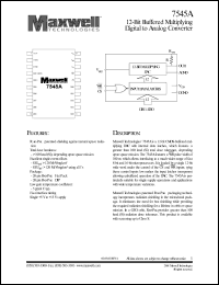 7545ARPDB datasheet: 12-bit buffered multiplying digital to analog converter 7545ARPDB