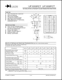 UF1008FCT datasheet: Reverse voltage: 800.00V; 10A isolated ultrafast glass passivated rectifier UF1008FCT