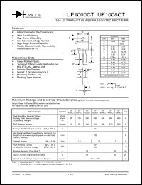 UF1004CT datasheet: Reverse voltage: 400.00V; 10A ultrafast glass passivated rectifier UF1004CT