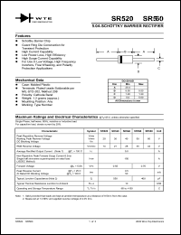 SR520-T3 datasheet: Reverse voltage: 20.00V; 5.0A schottky barrier rectifier SR520-T3