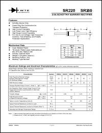 SR260 datasheet: Reverse voltage: 60.00V; 2.0A schottky barrier rectifier SR260