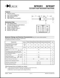 SFR207 datasheet: Reverse voltage: 1000.00V; 2.0A soft fast recovery rectifier SFR207