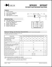 SFR201-T3 datasheet: Reverse voltage: 50.00V; 2.0A soft fast recovery rectifier SFR201-T3