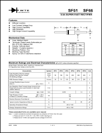 SF64 datasheet: Reverse voltage: 200.00V; 6.0A super-fast rectifier SF64