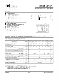 SF56-T3 datasheet: Reverse voltage: 400.00V; 5.0A super-fast rectifier SF56-T3