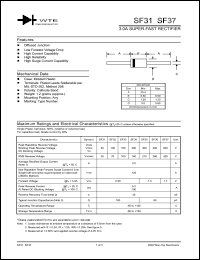 SF37-TB datasheet: Reverse voltage: 600.00V; 3.0A super-fast rectifier SF37-TB