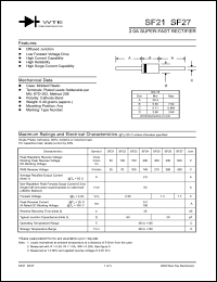 SF26-T3 datasheet: Reverse voltage: 400.00V; 2.0A super-fast rectifier SF26-T3