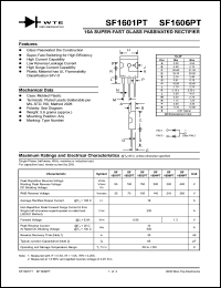 SF1606PT datasheet: Reverse voltage: 400.00V; 16A super-fast glass passivated rectifier SF1606PT