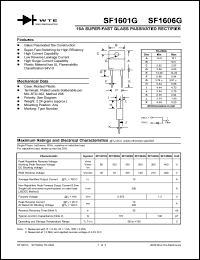 SF1606G datasheet: Reverse voltage: 400.00V; 16A super-fast glass passivated rectifier SF1606G
