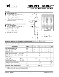 SB3060PT datasheet: Reverse voltage: 60.00V; 30A schottky barrier rectifier SB3060PT