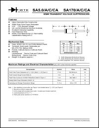 SA170 datasheet: Reverse voltage: 170.00V transient voltage suppressor SA170