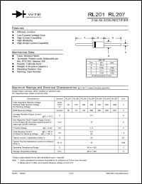 RL205-TB datasheet: Reverse voltage: 600V, 2.0A silicon rectifier RL205-TB