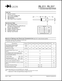 RL204-TB datasheet: Reverse voltage: 400V, 2.0A silicon rectifier RL204-TB