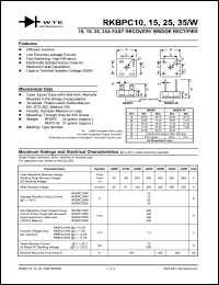 RKBPC35-02/W datasheet: Reverse voltage: 200V, 35A fast recovery bridge rectifier RKBPC35-02/W