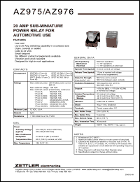 AZ975-1A-24D datasheet: Nominal coil VCD: 24; 20Amp subminiature power relay for automotive use AZ975-1A-24D